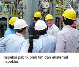 Inspeksi pabrik oleh tim dan eksternal inspektur.