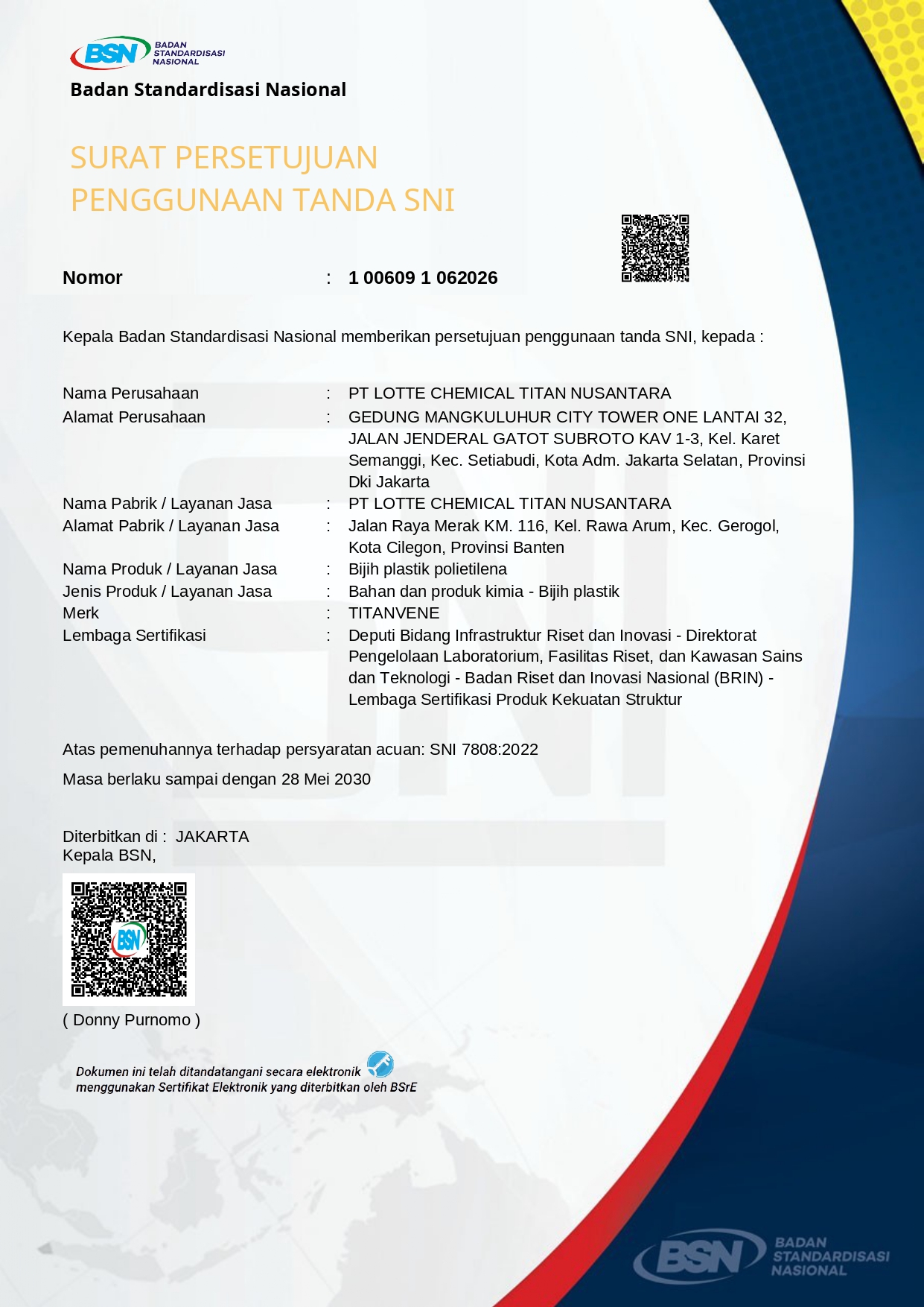 SNI Certificate, Valid until 2030 certificates